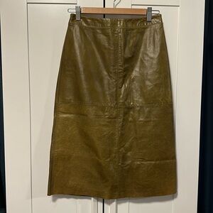 Olive Green Leather Skirt